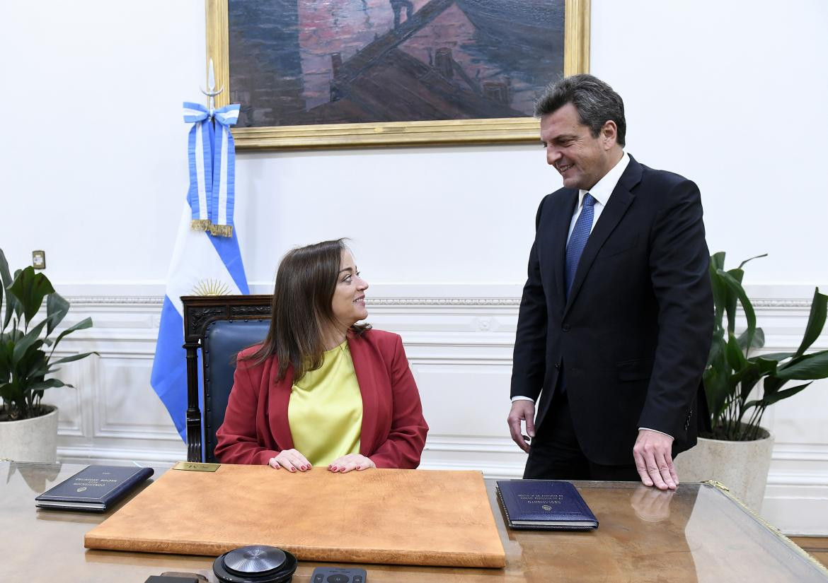 Sergio Massa junto a Cecilia Moreau en el despacho del presidente de la Cámara. Foto: NA.