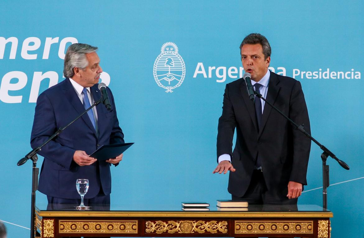 Alberto Fernández en la jura de Sergio Massa. Foto: NA.