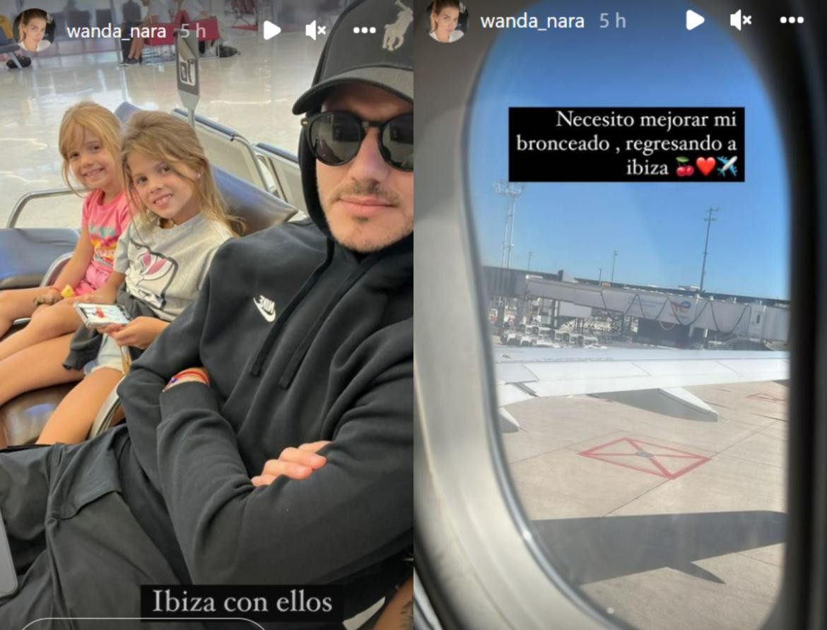 Wanda yendo a Ibiza con Icardi. Foto: Instagram/wanda_nara