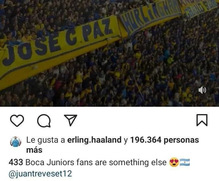 Haaland, like en IG a Boca