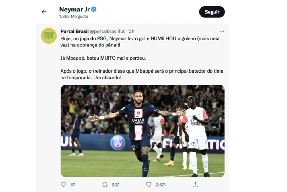 Tuit de Neymar, Twitter
