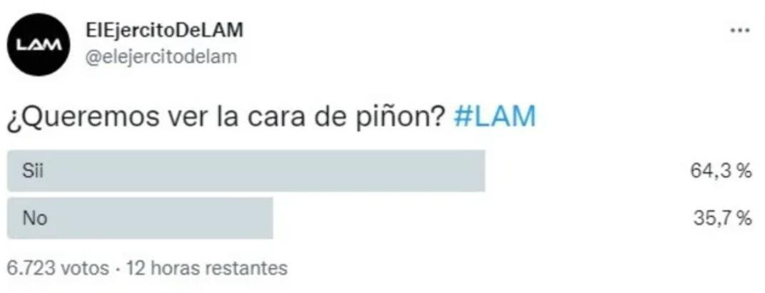 Encuesta de LAM. Foto Twitter/elejecitodelam