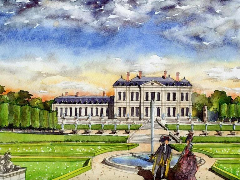 El Petit Chateau en una pintura de la época en la que pertenecía a la realeza francesa.