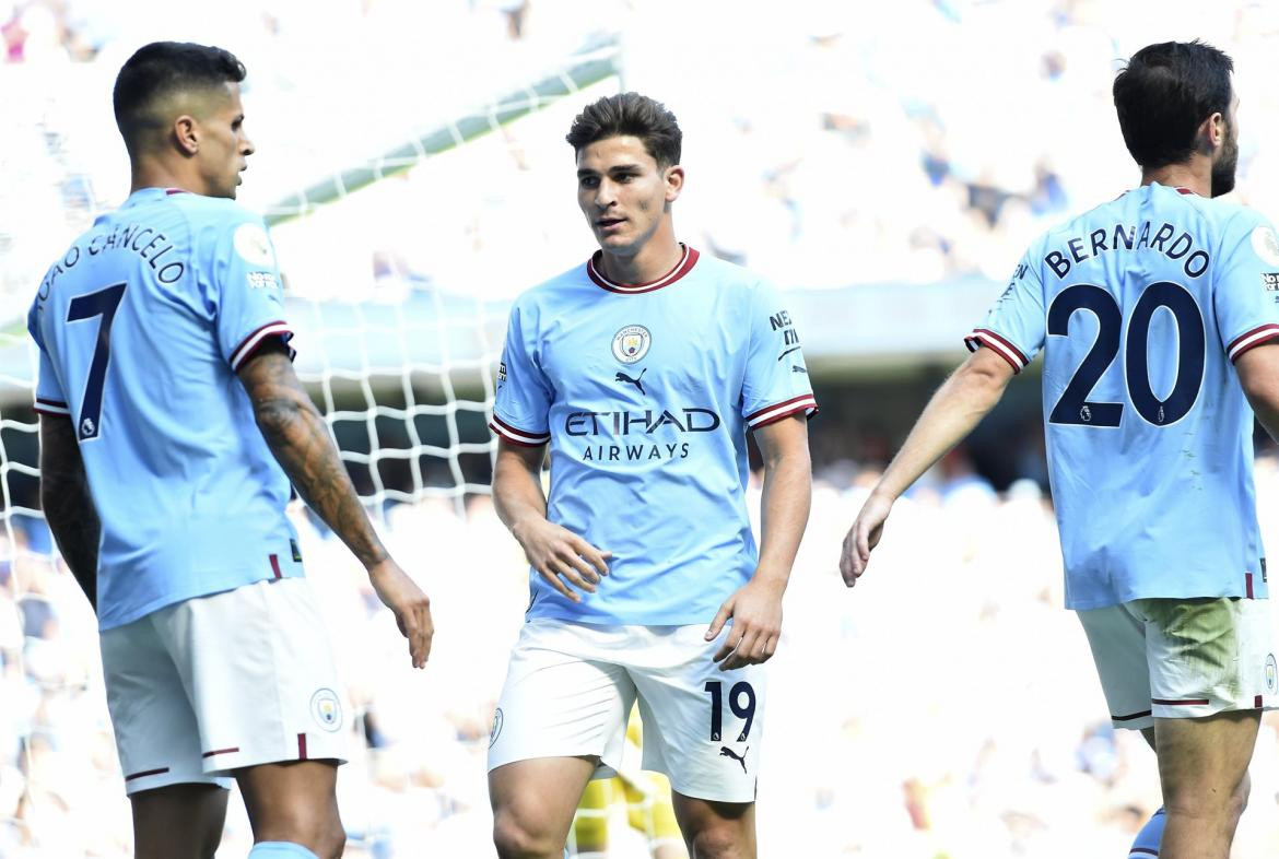 Julián Álvarez en el Manchester City. Foto: EFE.