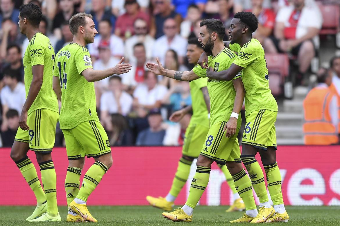 Festejo del Manchester United ante el Southampton por Premier League. Foto: EFE.