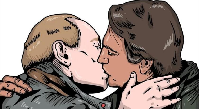 Bolsonaro dándose un beso con Vladimir Putin. Foto: NA