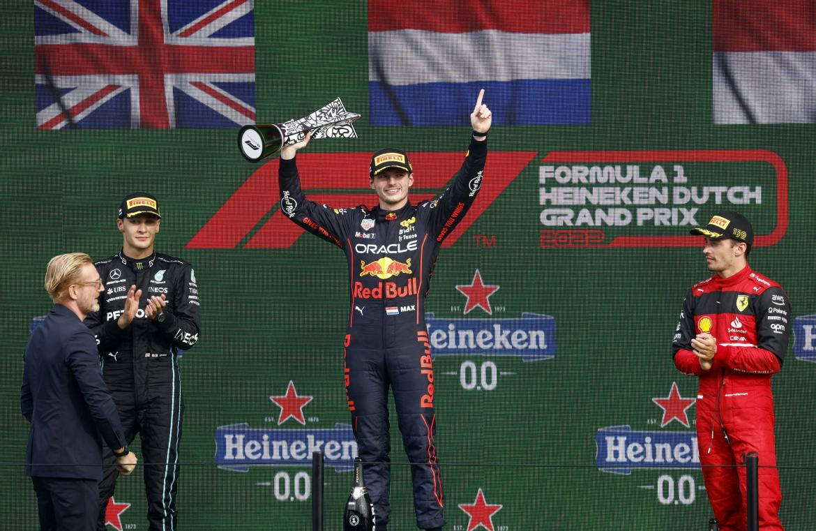 Fórmula 1, Verstappen, Gran Premio de los Países Bajos, podio, Russell, Leclerc, REUTERS