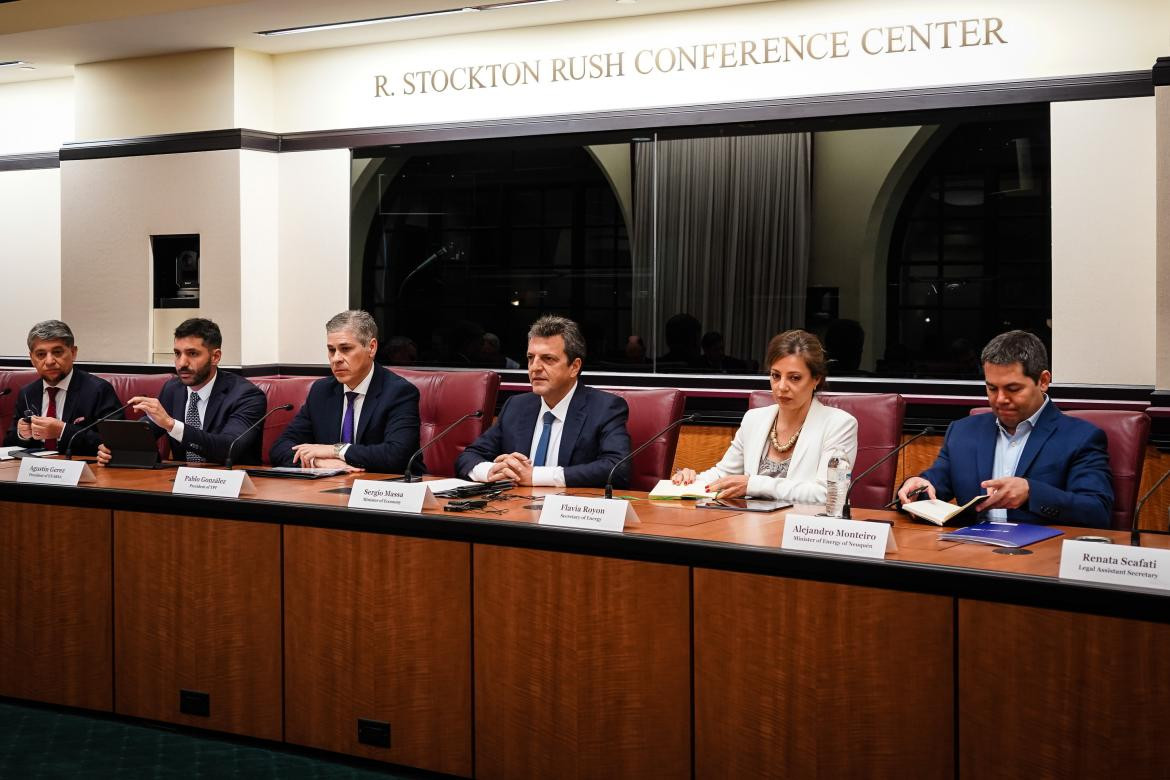 Sergio Massa en el Rush Conference Center del Instituto Baker. Foto: Twitter @SergioMassa