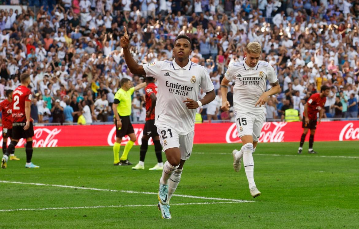 Rodrygo, uno de los goleadores contra Mallorca. Foto: Reuters.