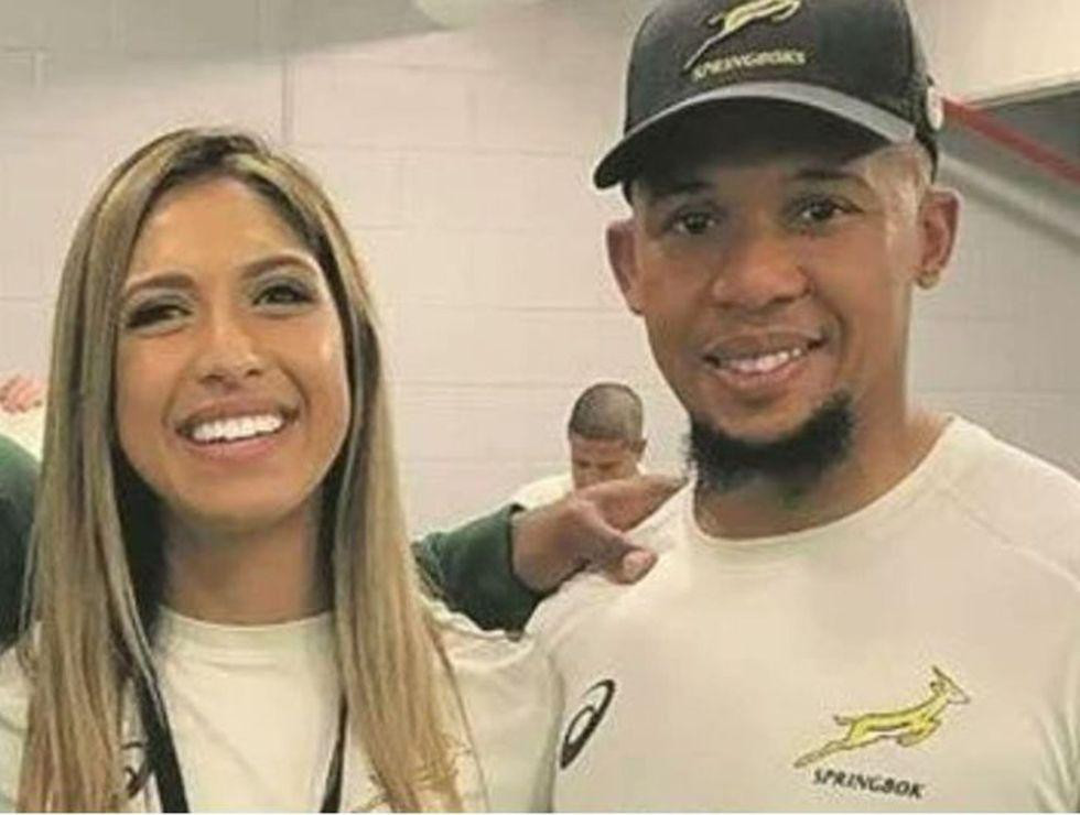 Escándalo en los Springboks: Elton Jantjies y la nutricionista Zeenat Simjee. Foto: NA.