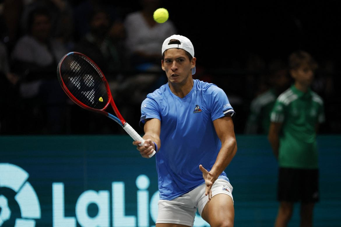 Sebastián Báez en la Copa Davis 2022. Foto: REUTERS.