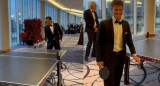 Ping Pong entre Diego Schwartzman y Roger Federer en la previa de la Laver Cup. Foto: NA.