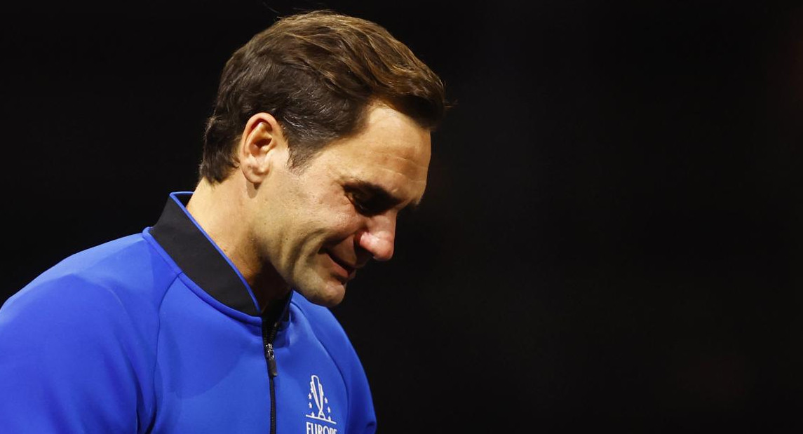 Las lágrimas de Roger Federer en su despedida. Foto: Reuters.