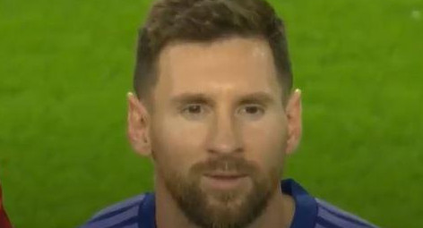 La emoción de Messi en el himno argentino. Foto: captura de video.