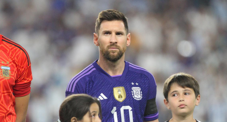 Lionel Messi en el amistoso ante Honduras. Foto: Prensa AFA.