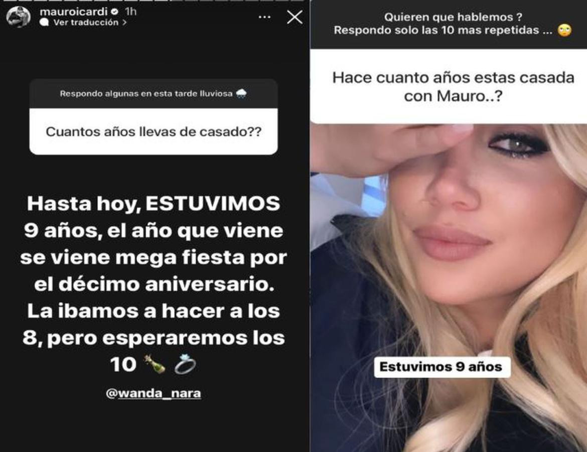 Historias de Instagram de Wanda Nara y Mauro Icardi