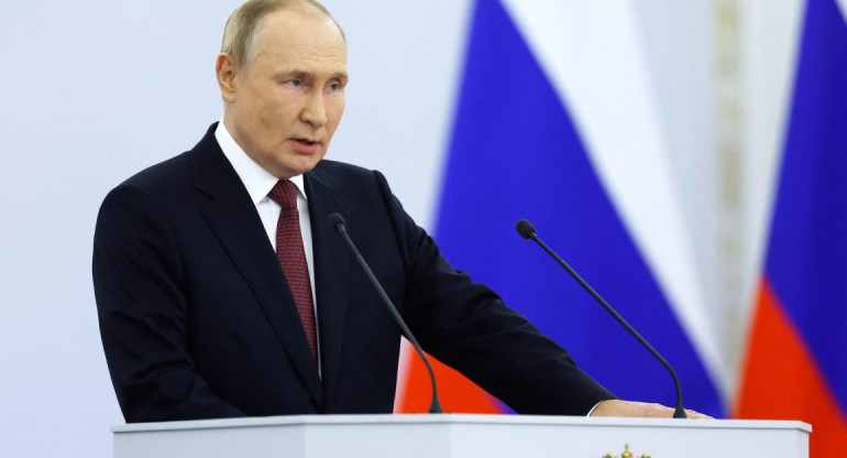 Vladimir Putin en su discurso por la anexión_ Reuters