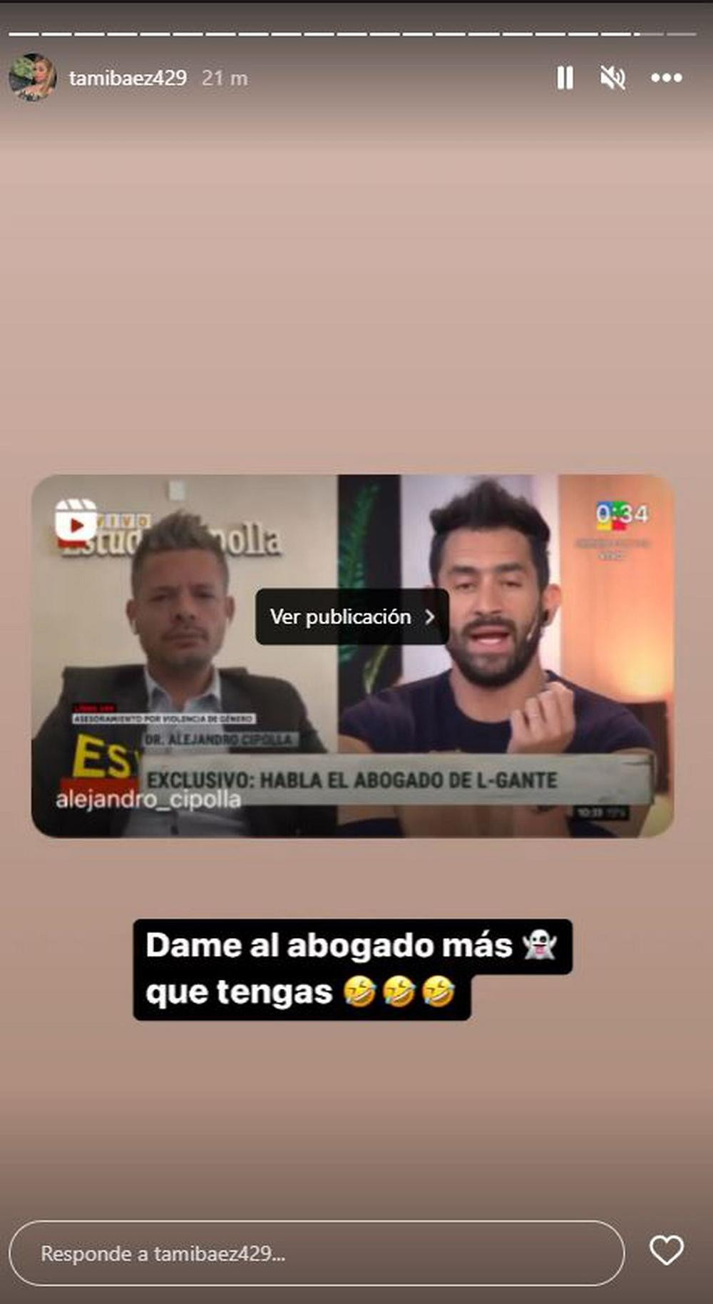 Historias de Tamara Báez. Foto: Instagram.