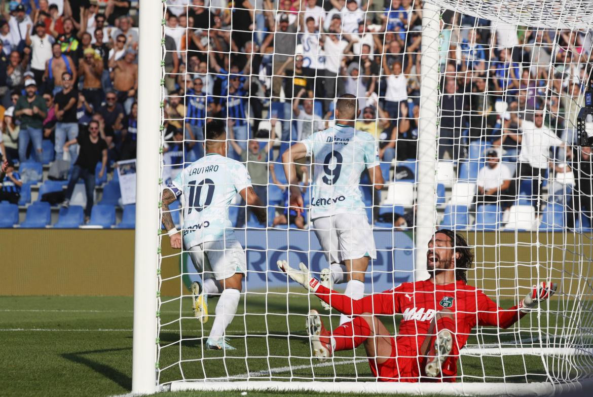 Festejo del Inter ante el Sassuolo por la Serie A. Foto: EFE.