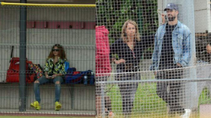 Shakira y Piqué en el juego de baseball de su hijo. Foto: TMZ.