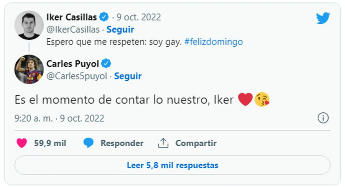 La respuesta que llamó la atención de Carles Puyol. Foto: Twitter/ikercasillas
