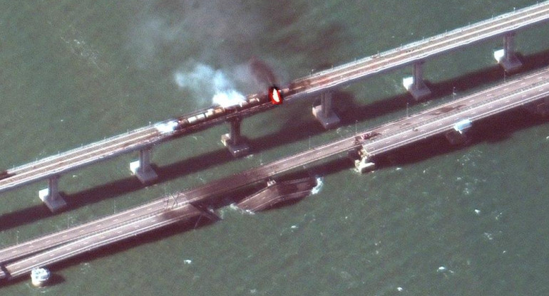 Explosión en puente de Crimea. Foto: NA.