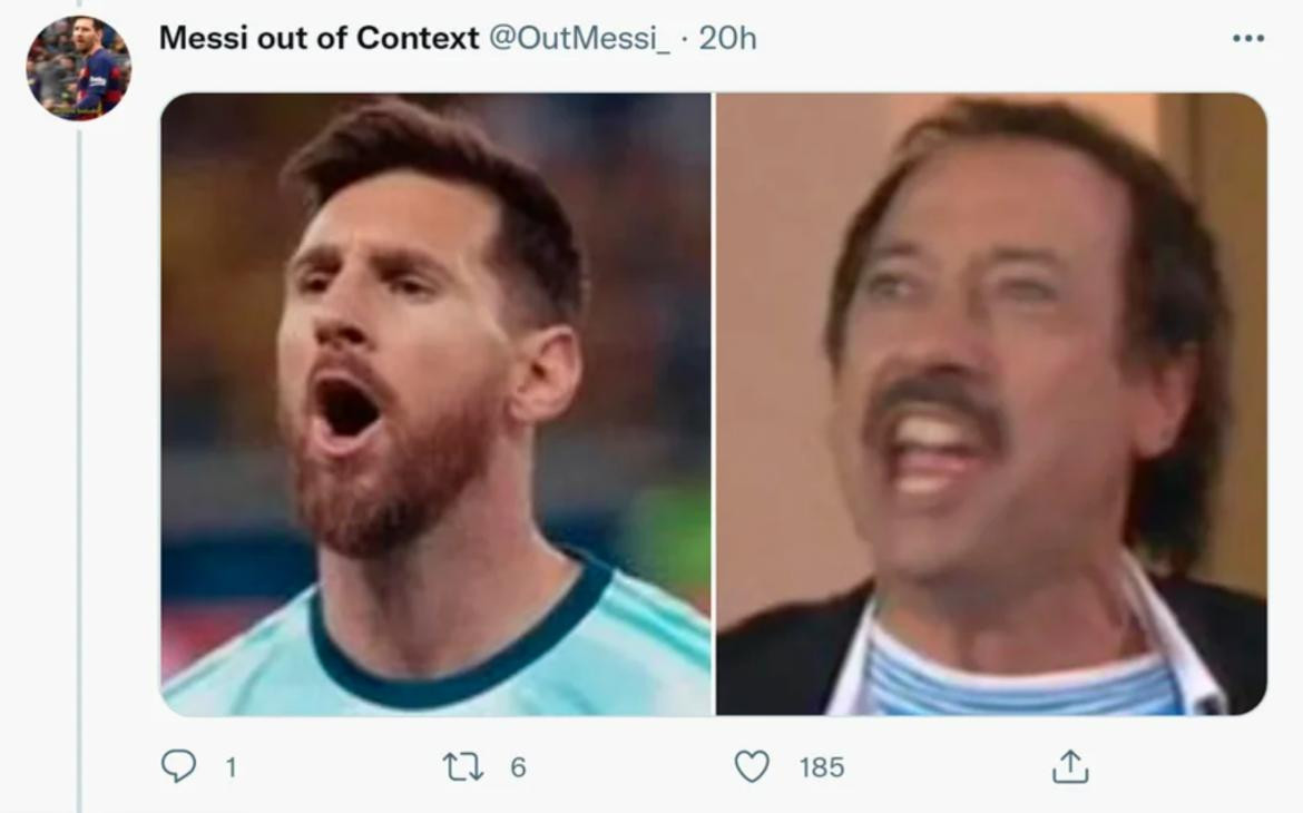 Messi y Francella gritando gol con camiseta celeste y blanca