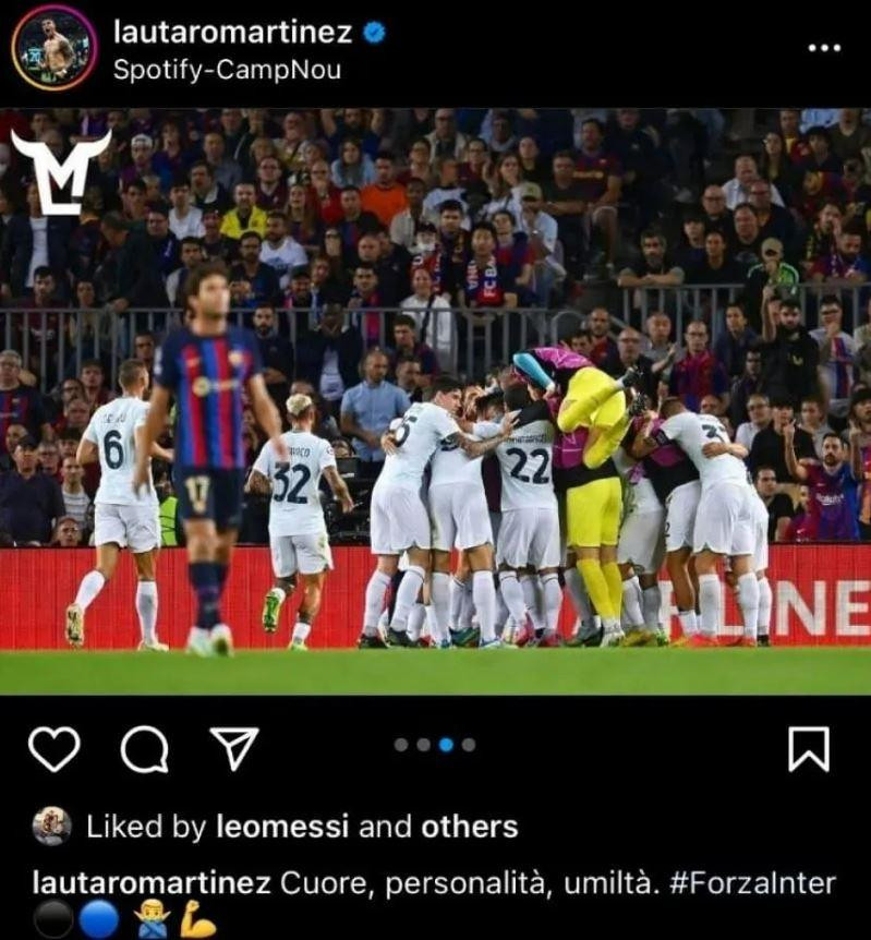 El like de Lionel Messi a Lautaro Martínez. Foto: TyC Sports.