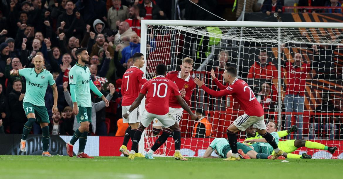 Gol de Scott McTominay contra Omonia por Europa League. Foto: Reuters.