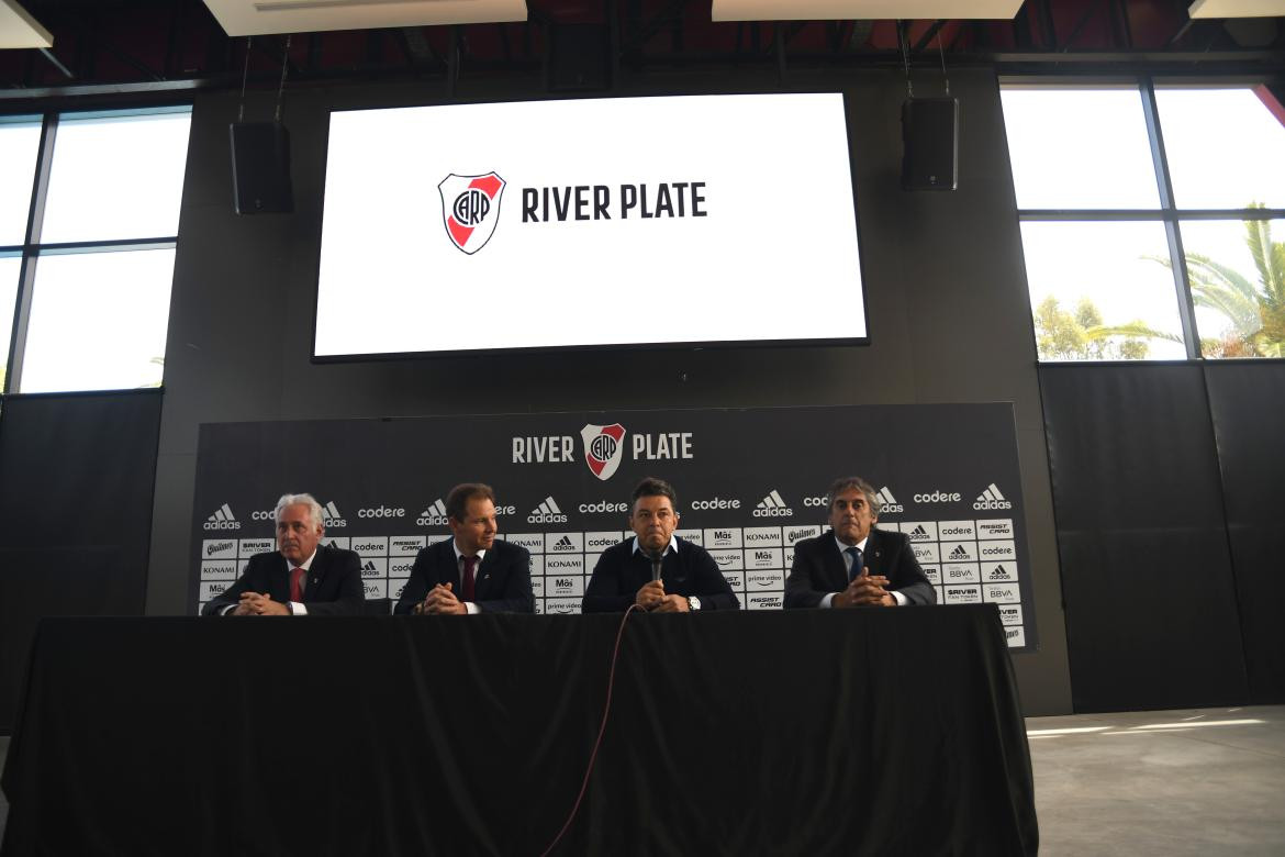 Conferencia de prensa de Marcelo Gallardo. Foto: Télam