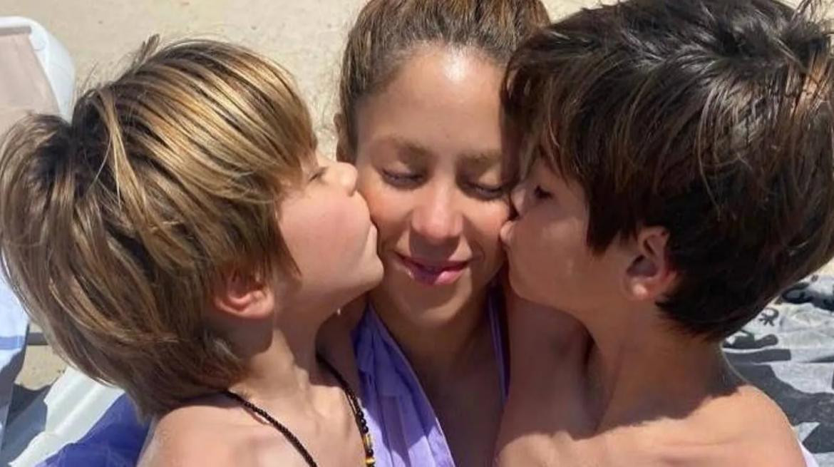 Shakira y sus hijos. Foto: Instagram.