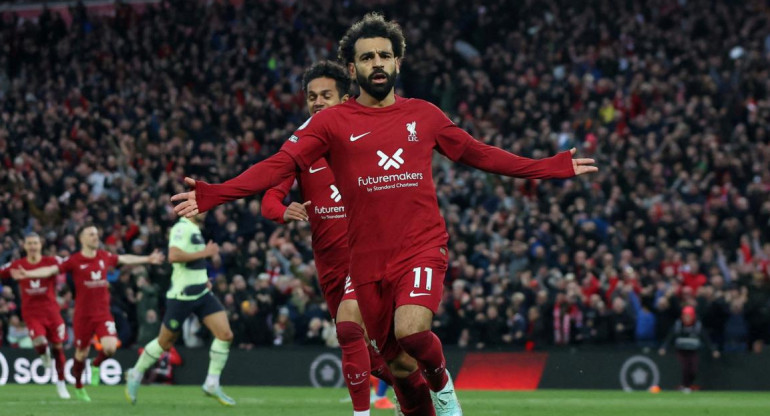 Mohamed Salah le dio el triunfo a Liverpool sobre Manchester City. Foto: Reuters.