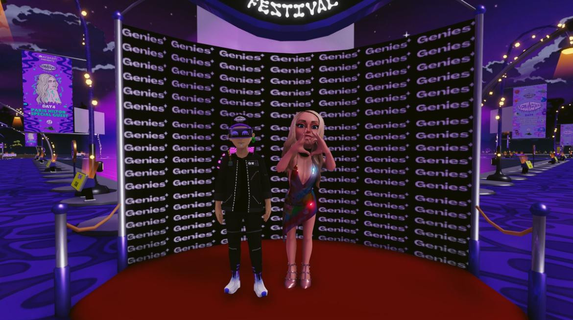 Paris Hilton aparece con su avatar en el Metaverse Music Festival 2022. Foto: Decentraland.