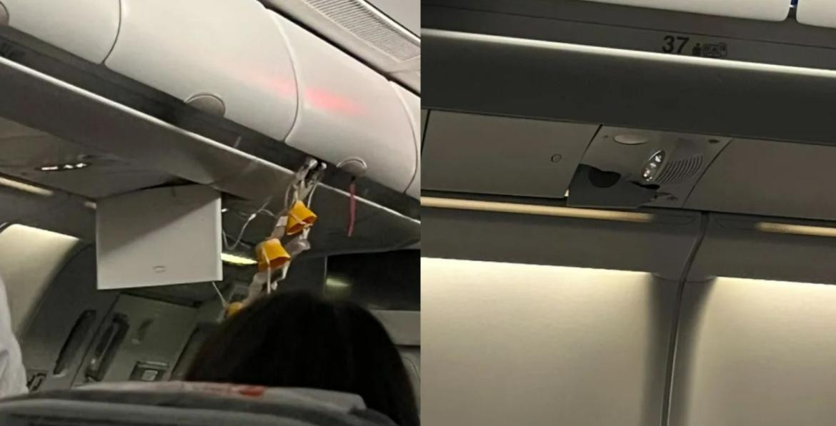 Turbulencias en avión de Aerolíneas Argentinas. Foto: Twitter/adrianceitor_