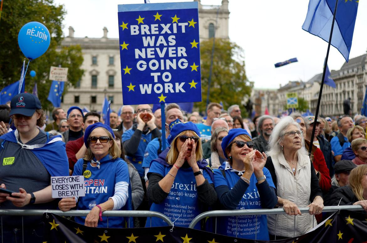 Las protestas en Londres; Brexit. Foto: Reuters.