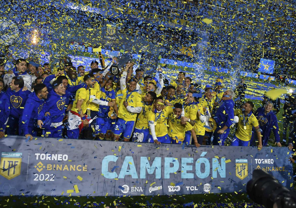 Boca campeón de la Liga Profesional de Fútbol 2022. Foto: Télam.