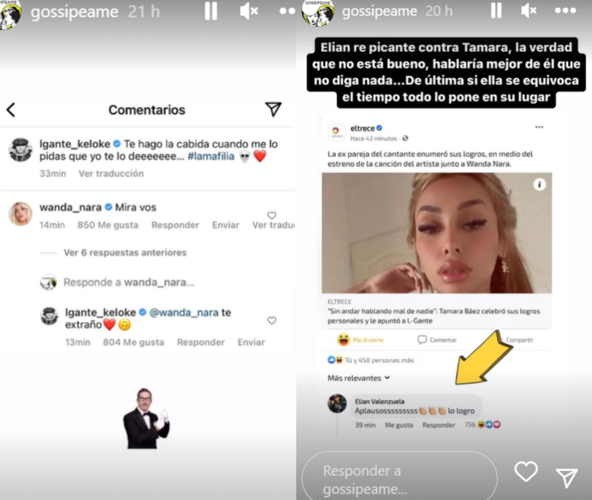 Los comentarios de L-Gante. Foto: Instagram/gossipeame.