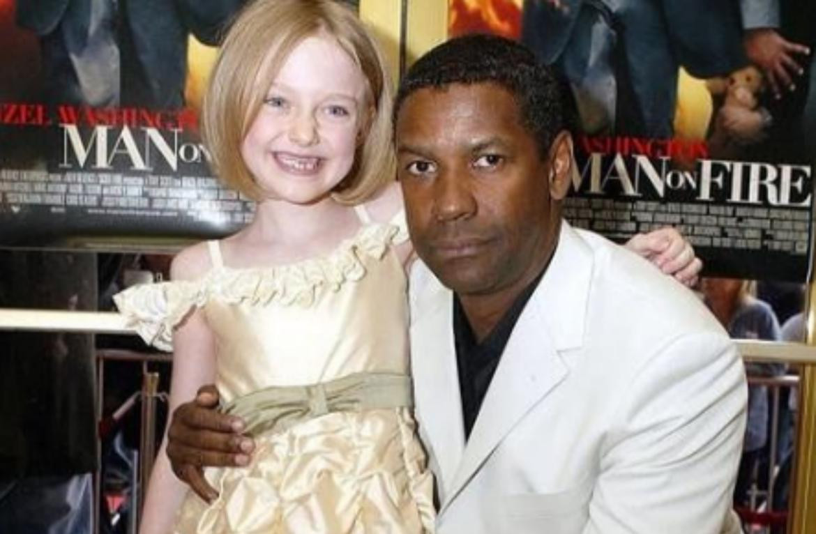 Dakota Fanning y Denzel Washington. Foto: Instagram/quetalmagazine.