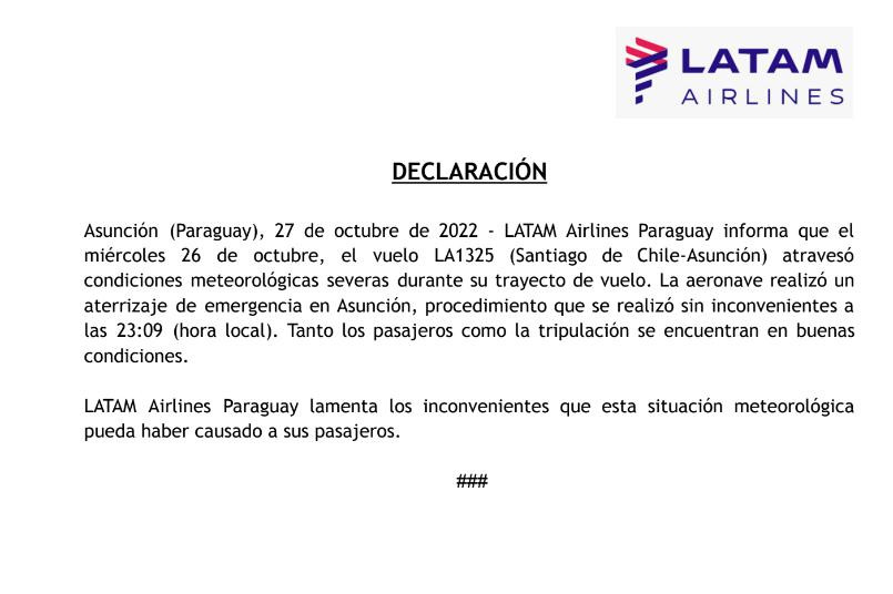 Comunicado de LATAM