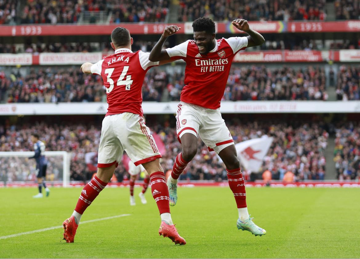 Thomas Partey y Granit Xhaka. Foto: Reuters.