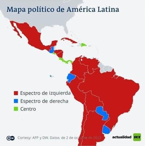 Mapa político de América Latina, foto DW, RT