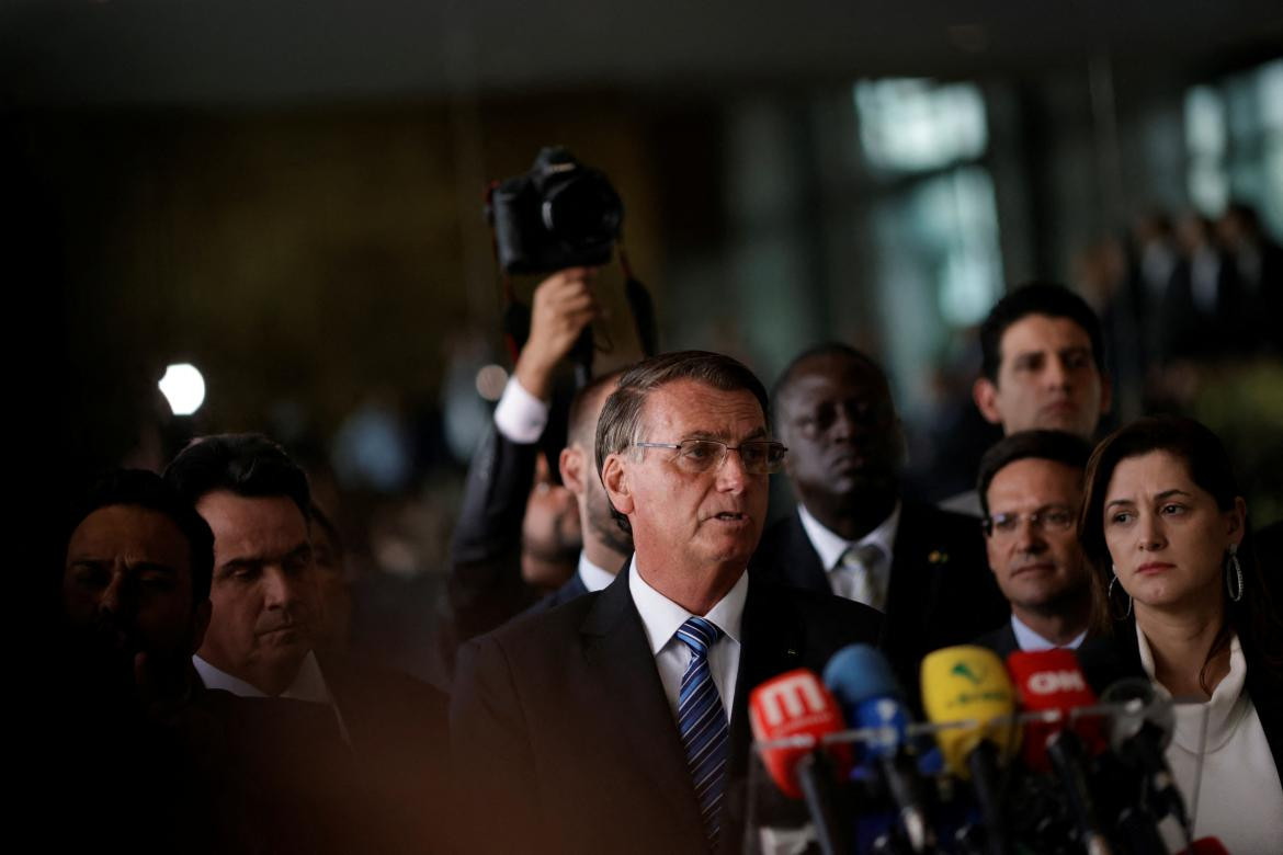 Jair Bolsonaro en conferencia, Brasil. Foto: REUTERS