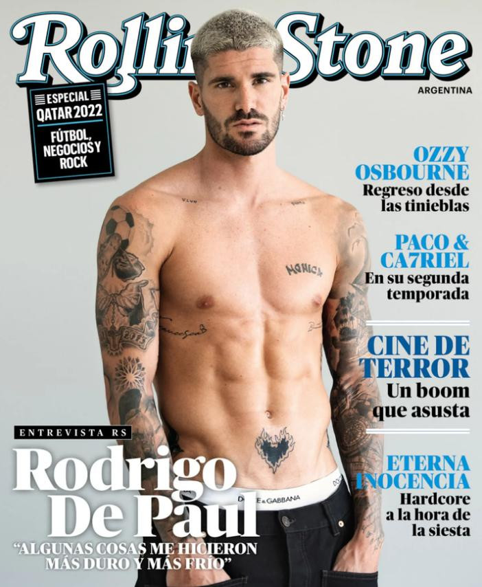 Rodrigo De Paul posó para la revista Rolling Stone. Foto: Revista Rolling Stone.