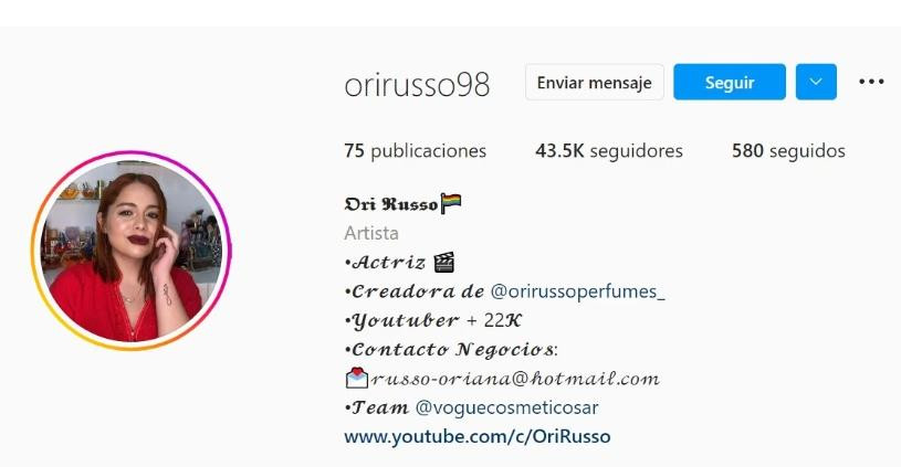 Ori Russo, influencer. Foto: Instagram