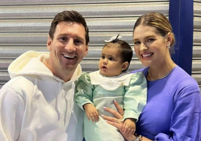 Lionel Messi junto a la hija de Marquinhos. Foto: Instagram.