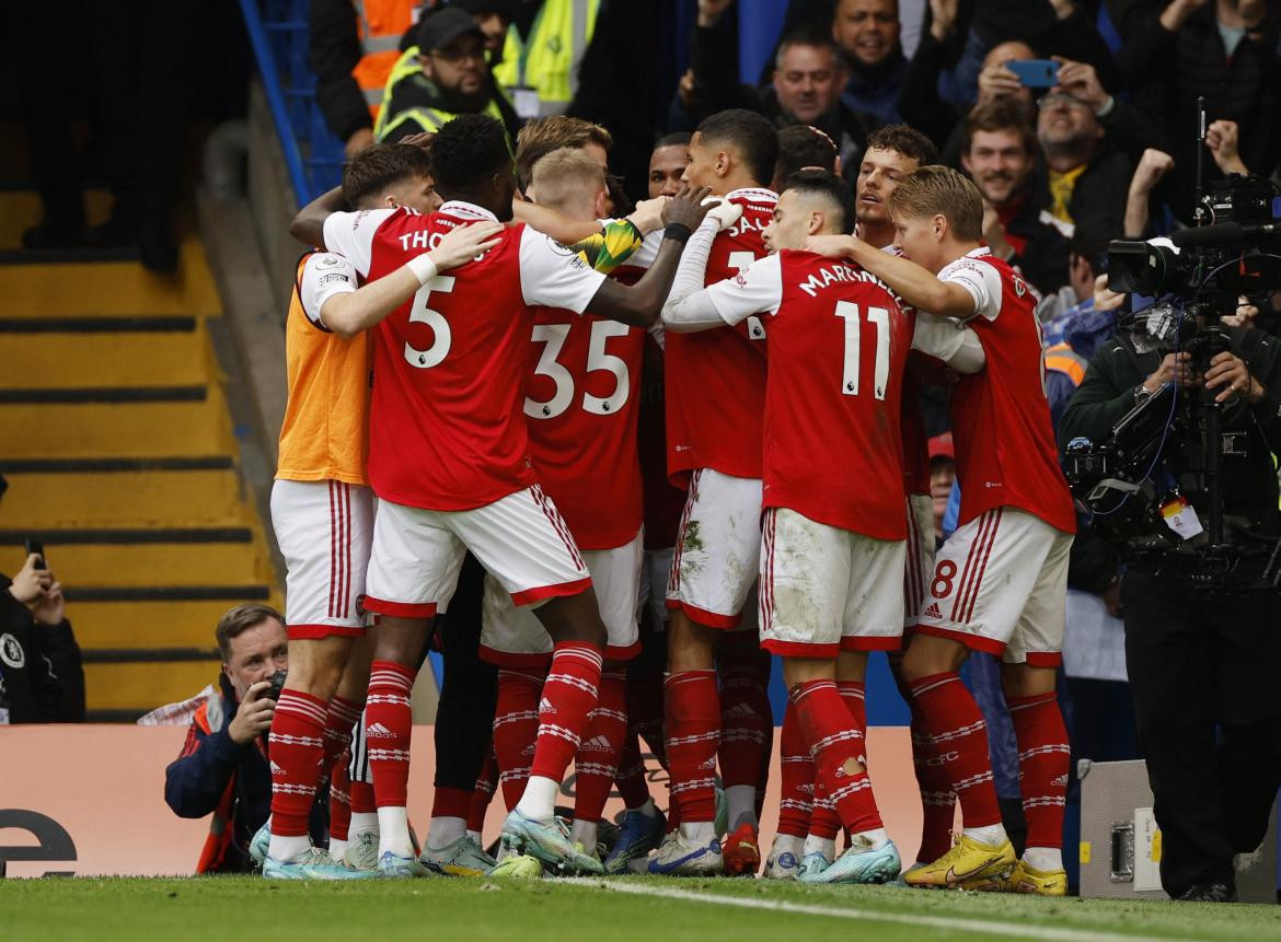 El festejo de Arsenal contra Chelsea. Foto: Reuters.