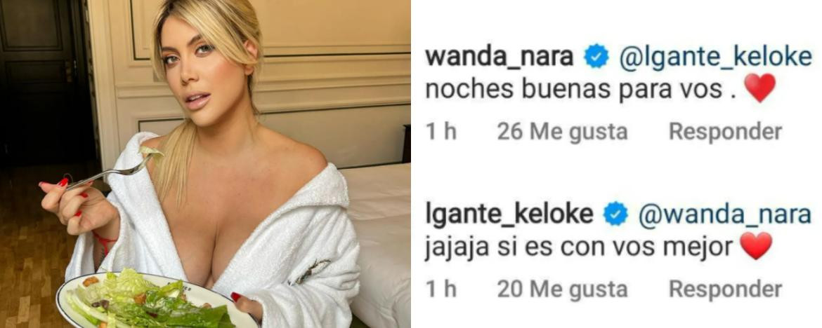 La foto de Wanda Nara y el comentario de L-Gante. Foto: Instagram/wanda_nara
