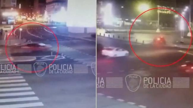 Un hombre casi embiste contra el Obelisco. Foto: NA.