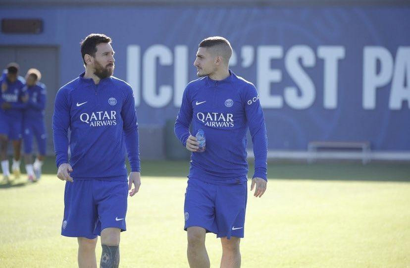 Lionel Messi en el entrenamiento de PSG. 