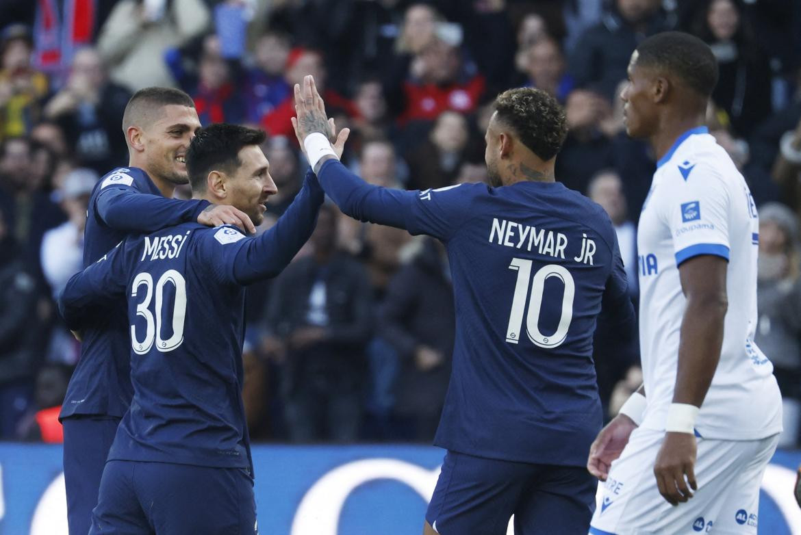 PSG vs. Auxerre, festejo de Messi, Foto Reuters